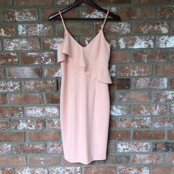 Calvin Klein peach crepe dress with ruffle - Picture 4 of 8